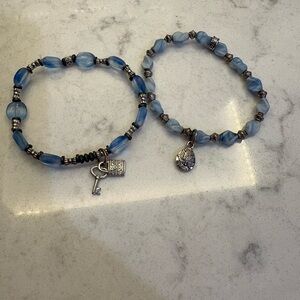 Blue Beaded Charm Bracelets